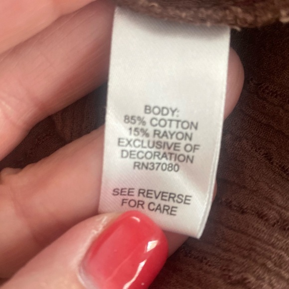 Versona Brown Peasant Blouse L Long Sleeve Boho Square Neck Fall‎ Layering Top - Picture 6 of 10